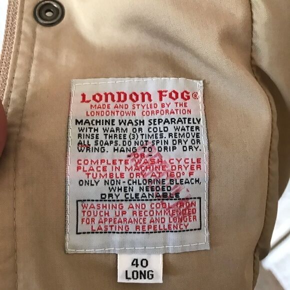London Fog Tan Lined Hooded Windbreaker Jacket 40L - Picture 9 of 11